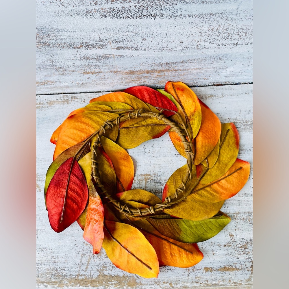 *Fall Magnolia Leaves Wreath, 14” - Picture 8 of 11